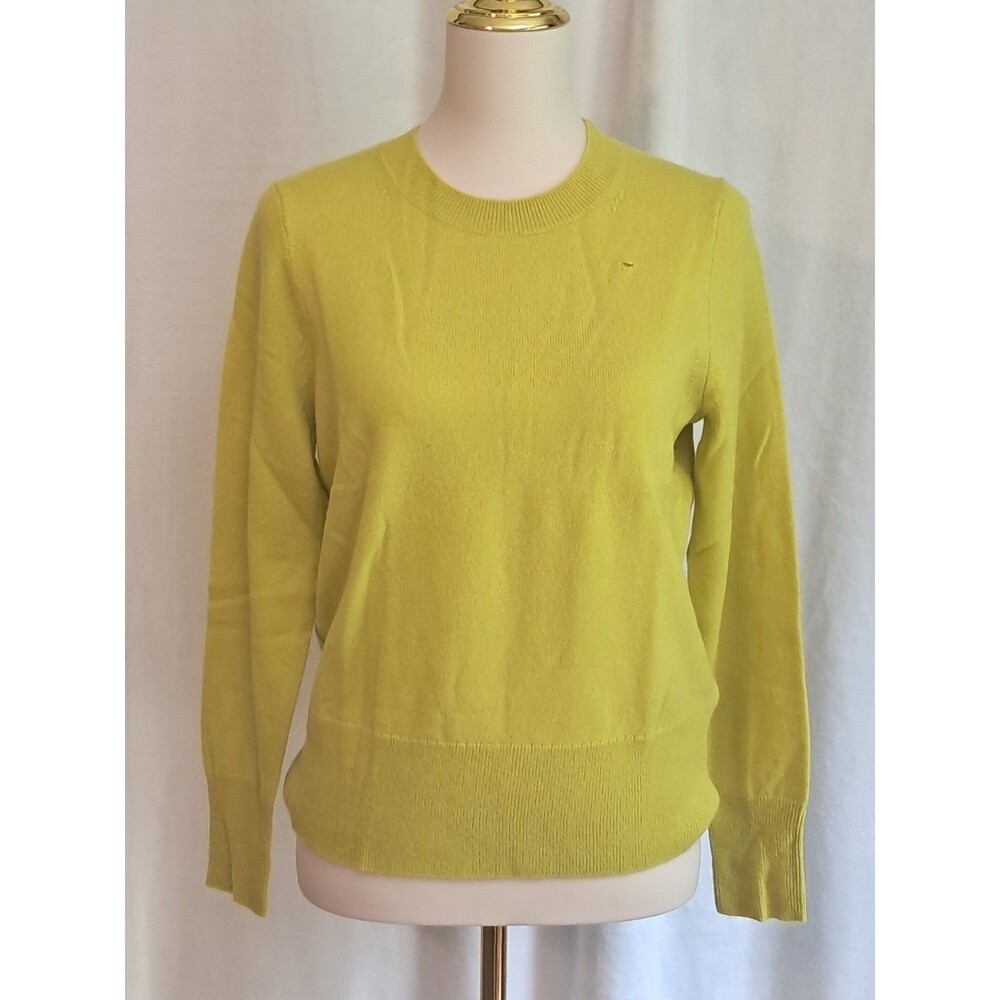J.Crew Cashmere Sweater HOLE UPPER CHEST Green-Yellow Crewneck BA400 Size S NWT